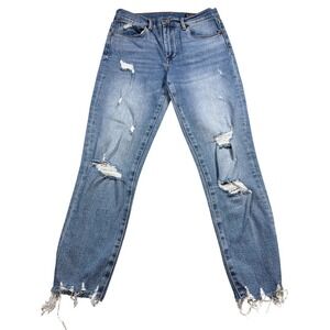 BLANKNYC High Rise Madison Crop Jeans Womens 28 Distressed Raw Hem